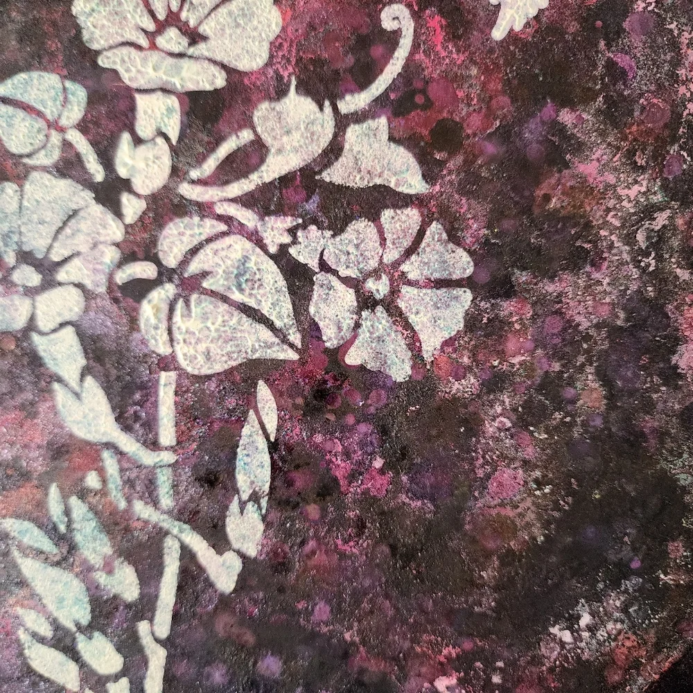 HANDCRAFTED Upcycled Metal Tray HANDPAINTED Tabletop Art Decor Floral Artwork